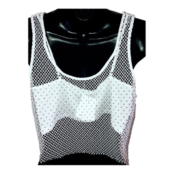 Sincerely Jules white sequin net mesh cropped tank top and skirt set size medium - Picture 7 of 17